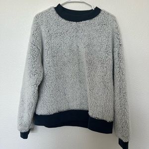 fuzzy sherpa crewneck pullover